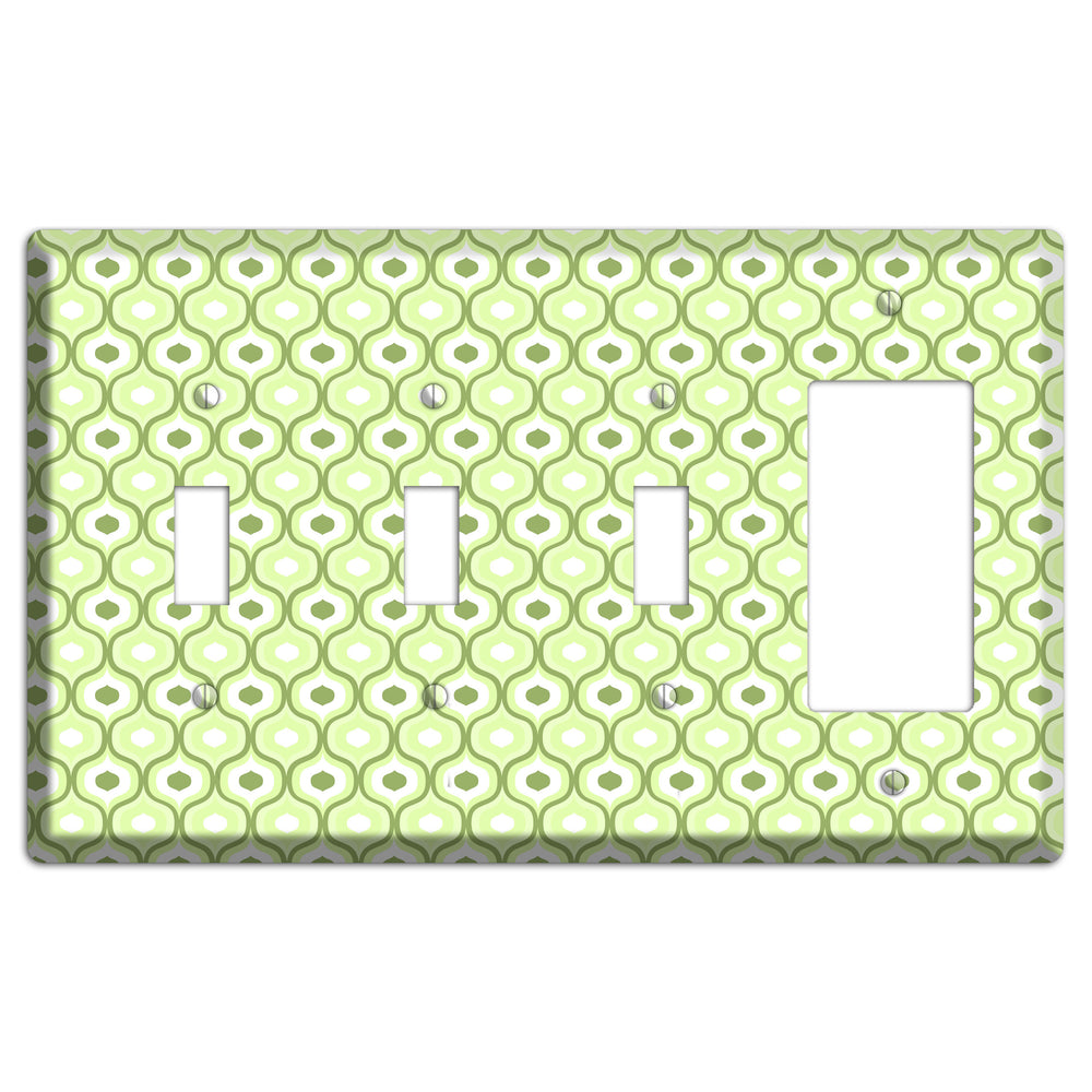 Multi Green Double Scallop 3 Toggle / Rocker Wallplate