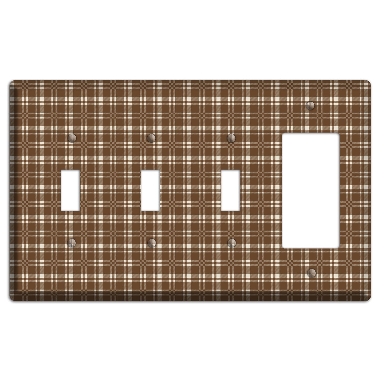 Medium Brown Plaid 3 Toggle / Rocker Wallplate