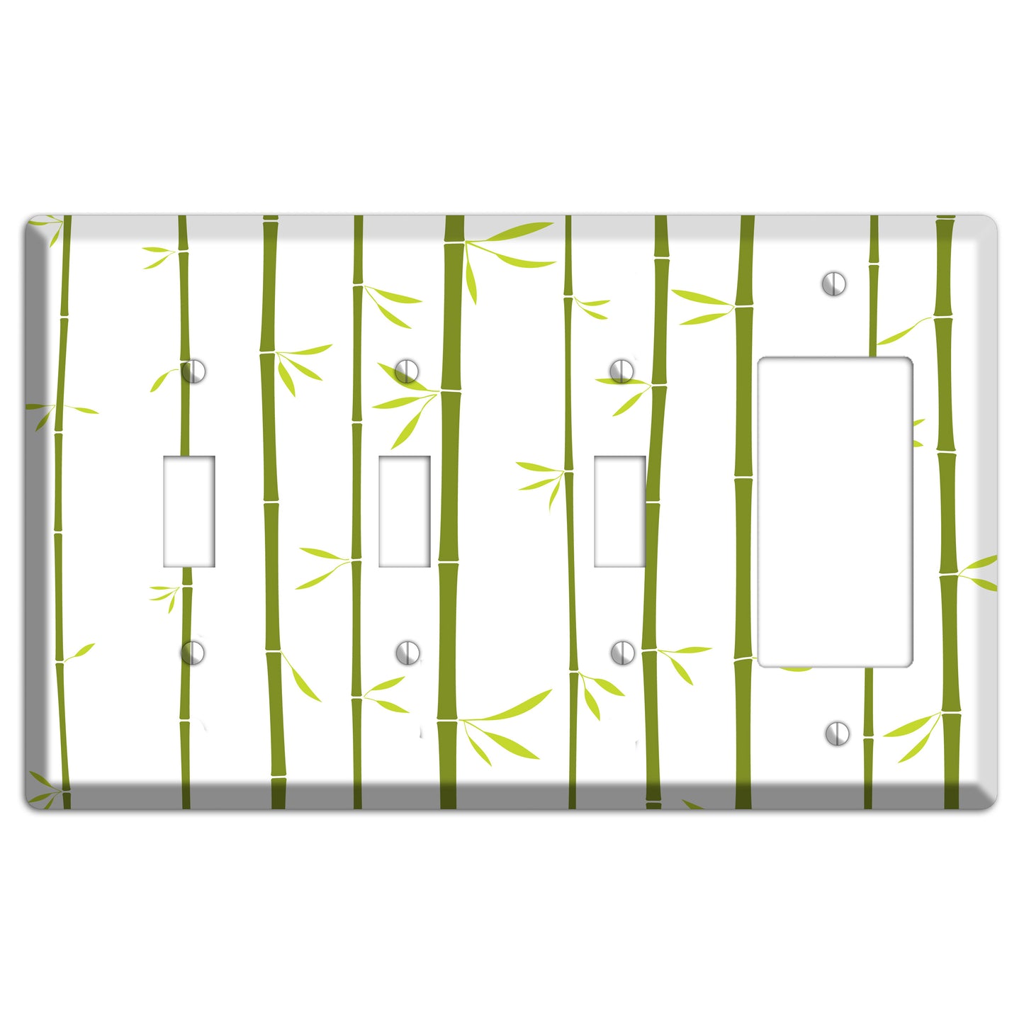 Green And White Bamboo 3 Toggle / Rocker Wallplate