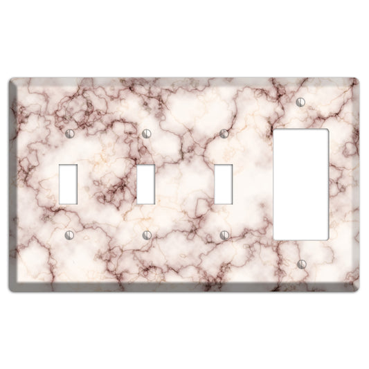Burgundy Stained Marble 3 Toggle / Rocker Wallplate