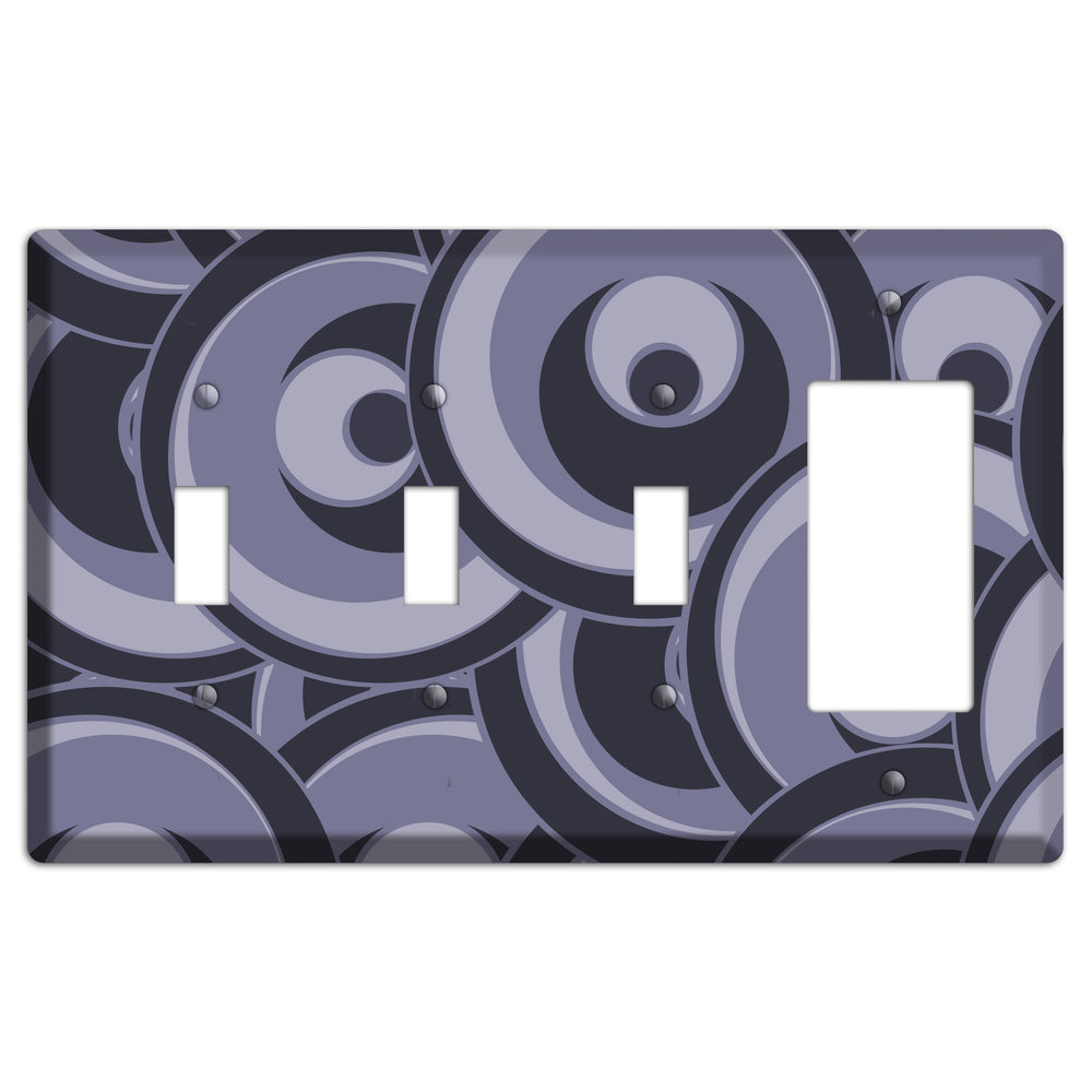 Black and Purple-grey Deco Circles 3 Toggle / Rocker Wallplate
