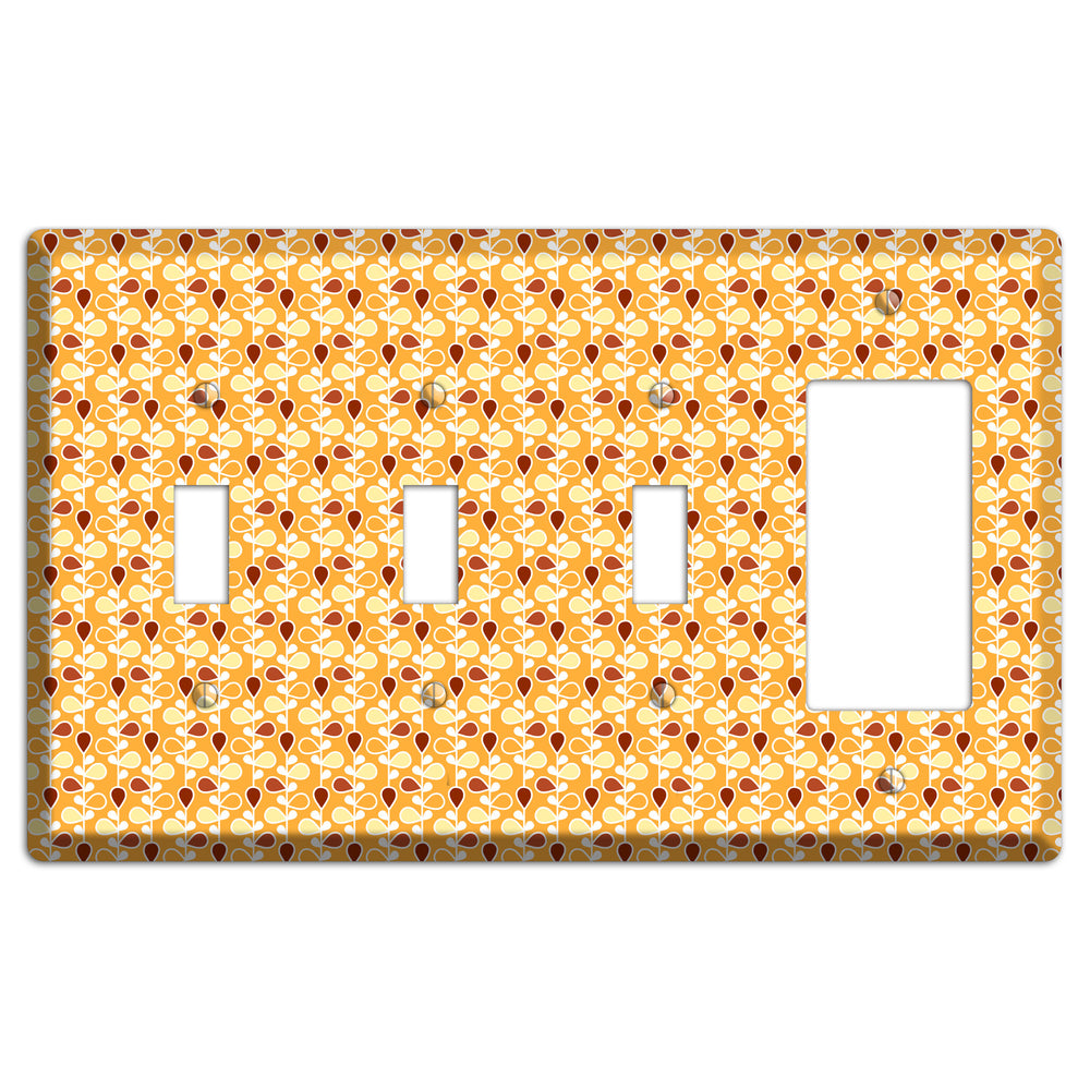 Yellow Teardrop Vine 3 Toggle / Rocker Wallplate