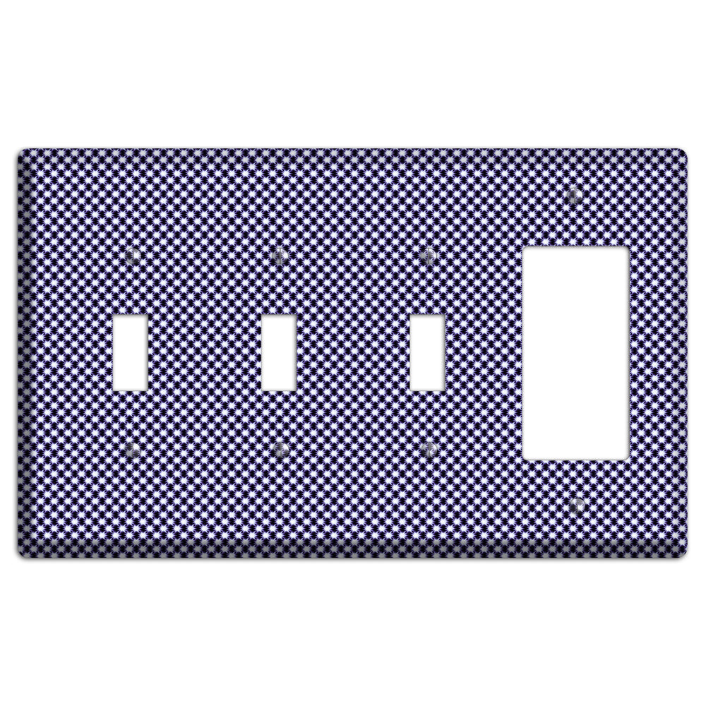 Black with White Aster Check 3 Toggle / Rocker Wallplate