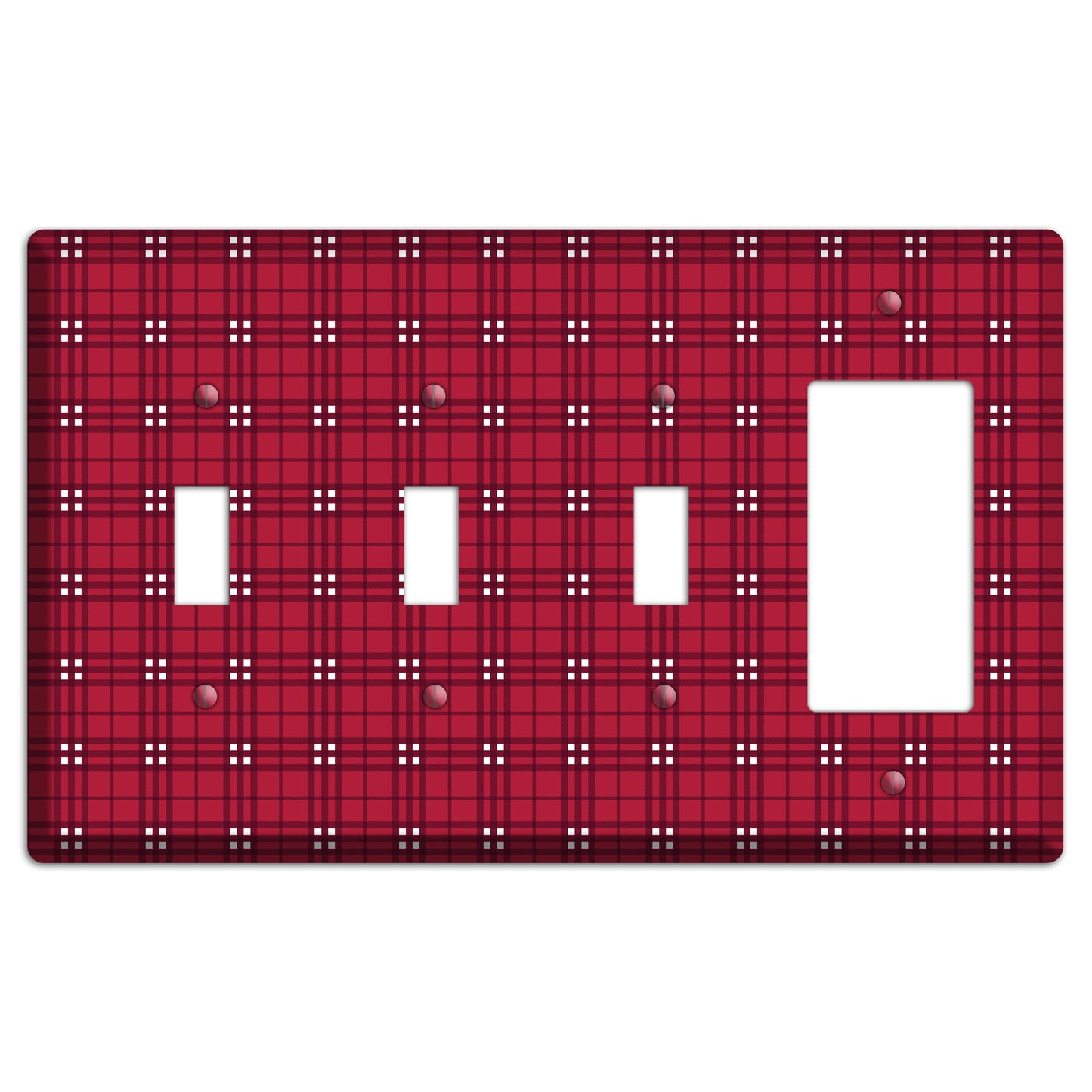 Red and White Plaid 3 Toggle / Rocker Wallplate