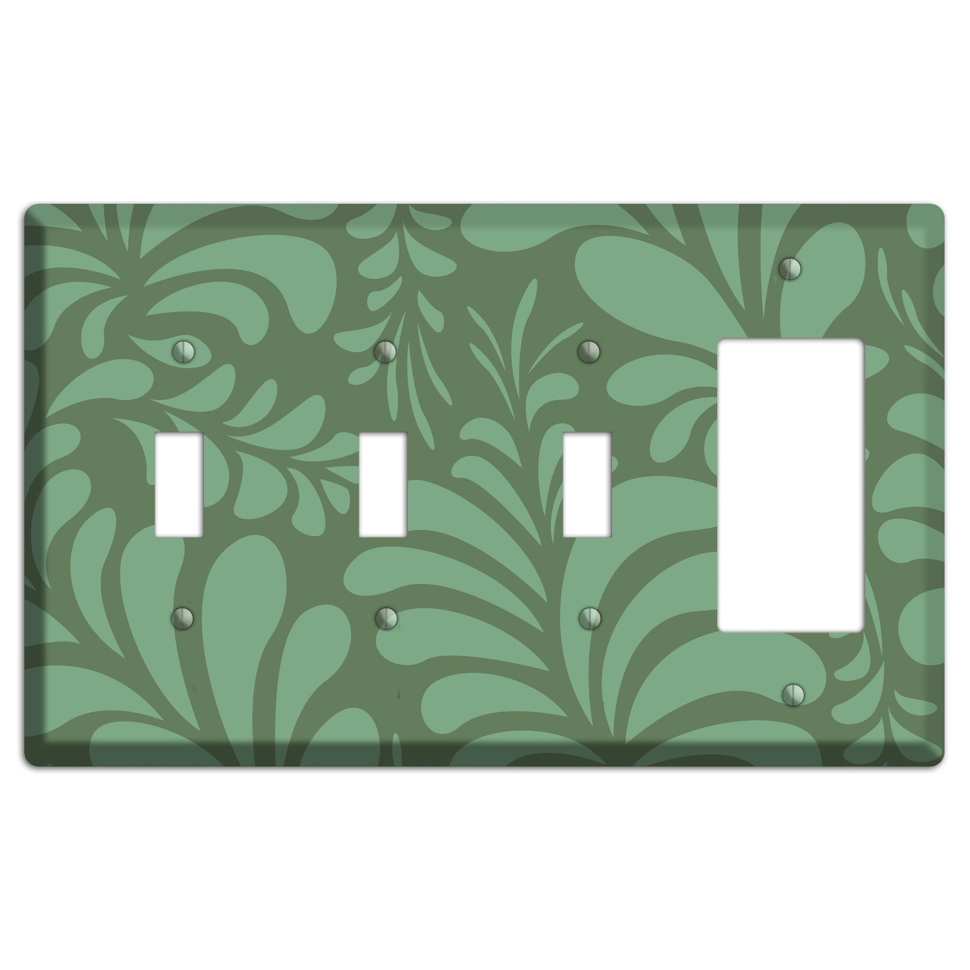 Green Herati 3 Toggle / Rocker Wallplate