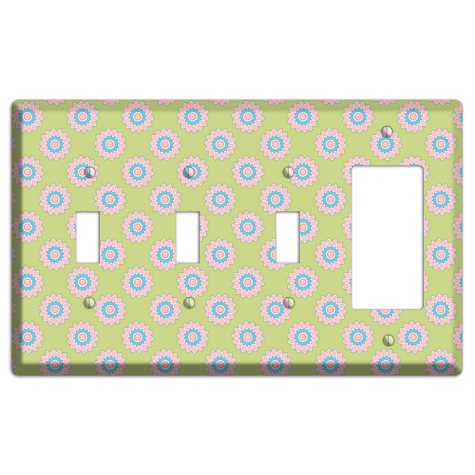 Lime with Suzani Dots 3 Toggle / Rocker Wallplate