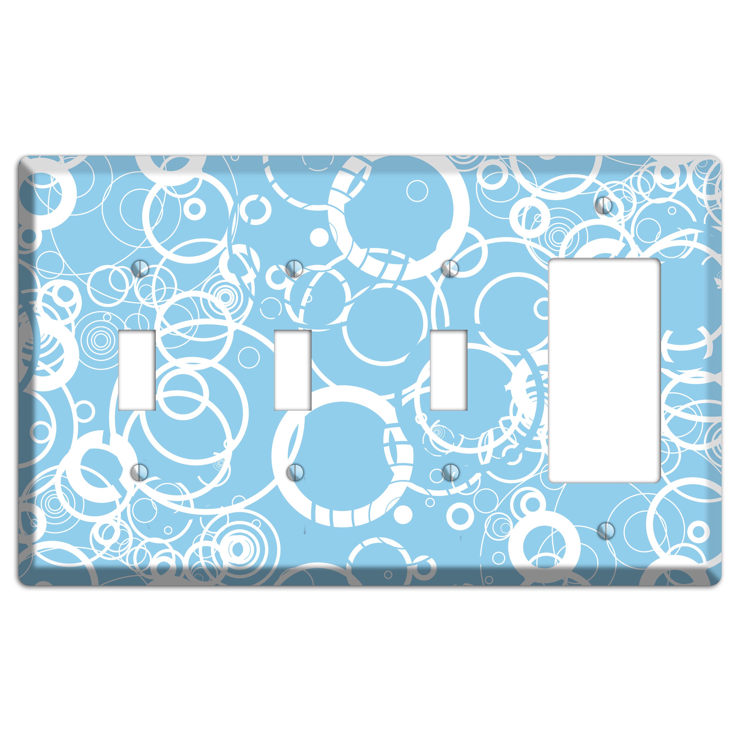 Light Blue Circles 3 Toggle / Rocker Wallplate