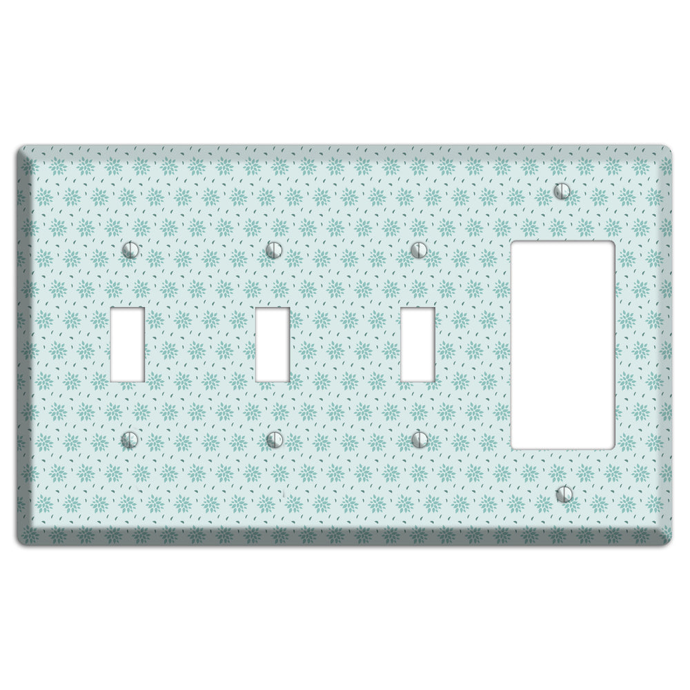 Soft Blue Calico 3 Toggle / Rocker Wallplate