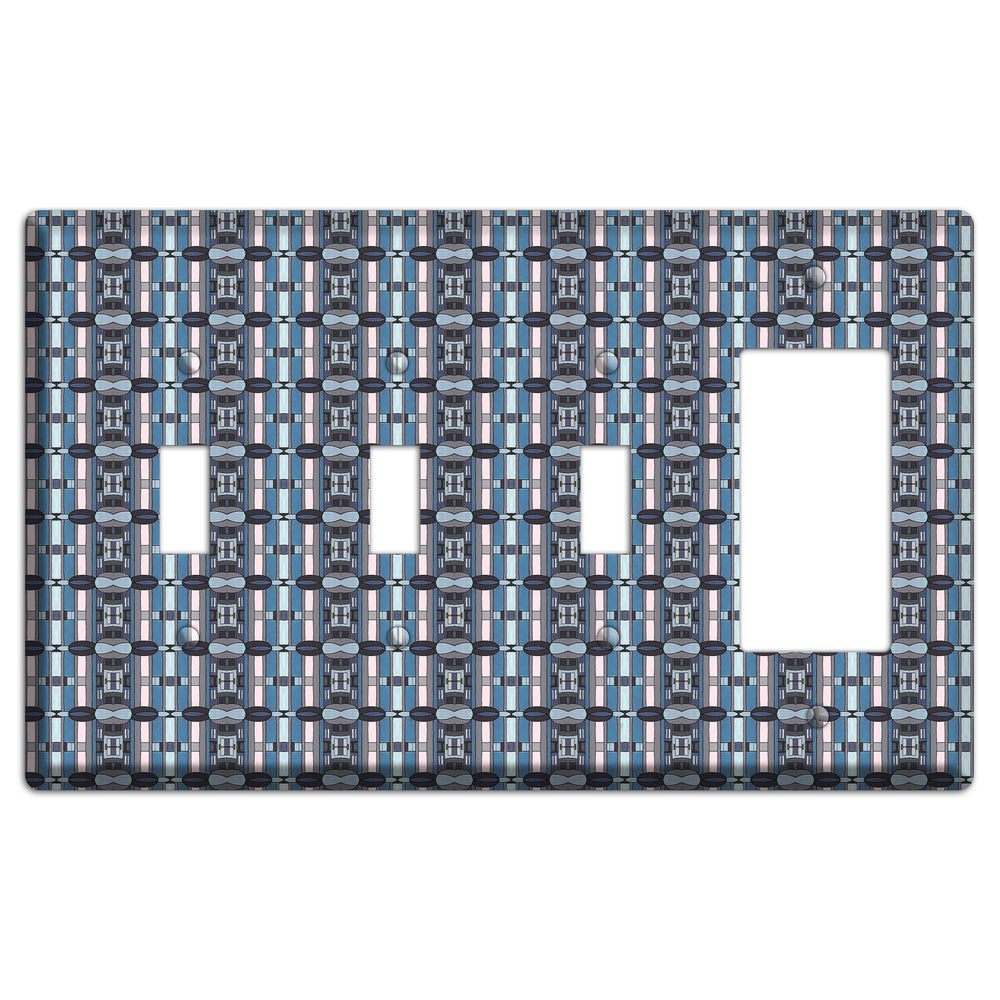 Blue and Grey Tapestry 3 Toggle / Rocker Wallplate