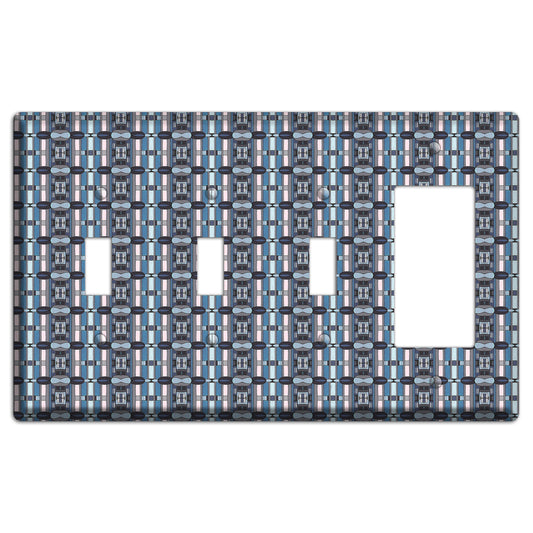 Blue and Grey Tapestry 3 Toggle / Rocker Wallplate