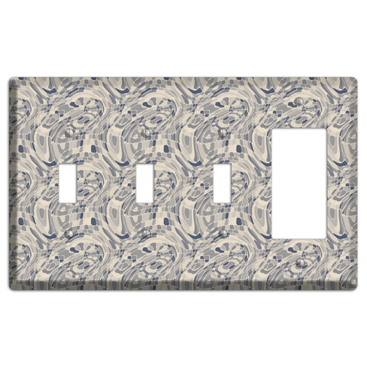 Blue and Beige Abstract 2 3 Toggle / Rocker Wallplate