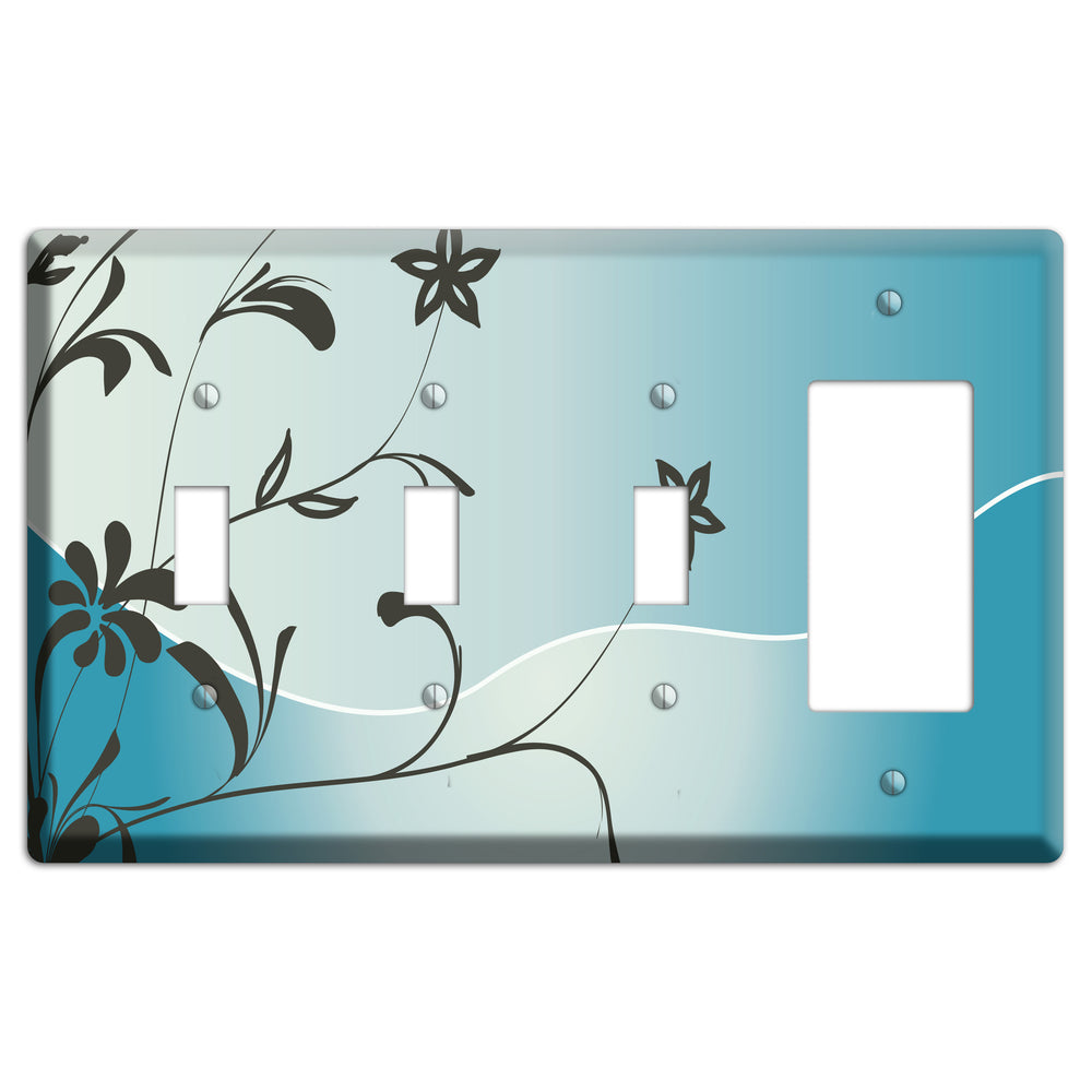 Blue-grey Flowers 3 Toggle / Rocker Wallplate