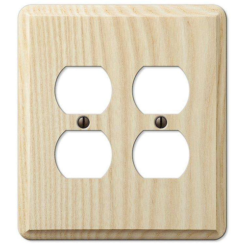 Unfinished Contempory Ash 2 Duplex Outlet:Wallplatesonline.com