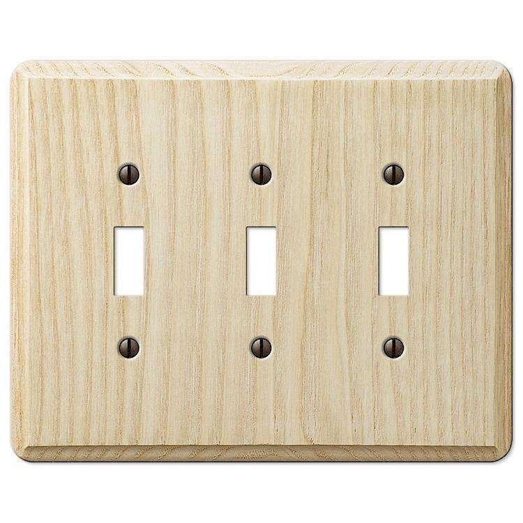Unfinished Contempory Ash Triple Toggle:Wallplatesonline.com