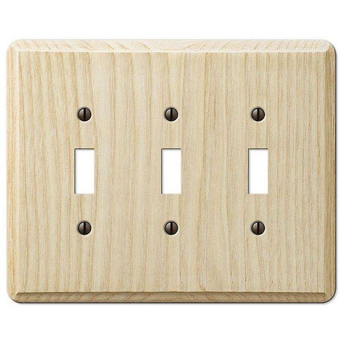 Unfinished Contempory Ash Triple Toggle:Wallplatesonline.com