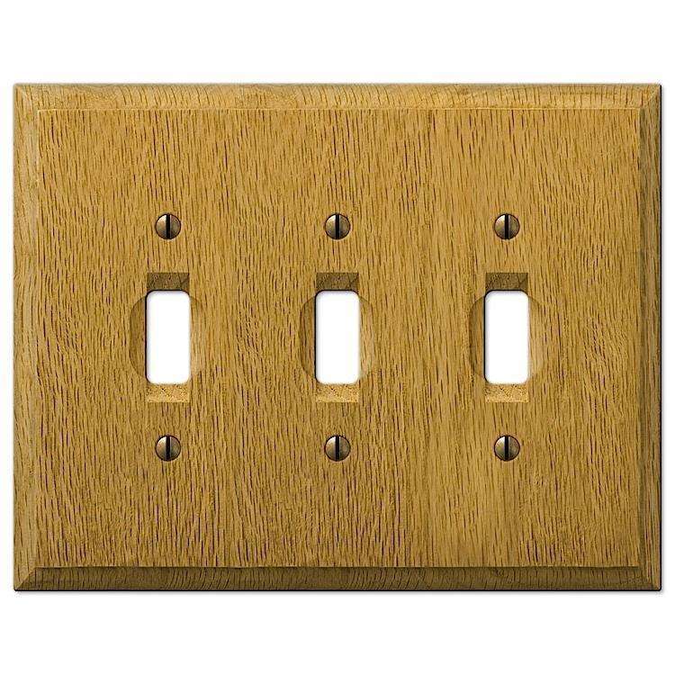Carson Light Oak Triple Toggle - Wallplatesonline.com