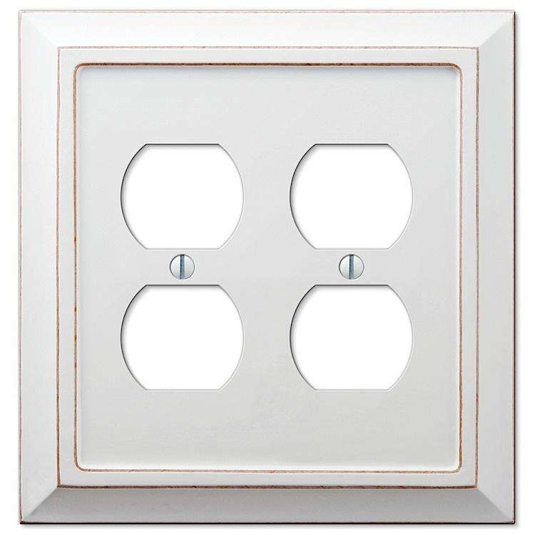 Savannah White Wood 2 Duplex Outlet - Wallplatesonline.com