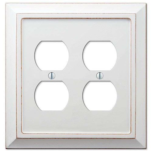 Savannah White Wood 2 Duplex Outlet - Wallplatesonline.com
