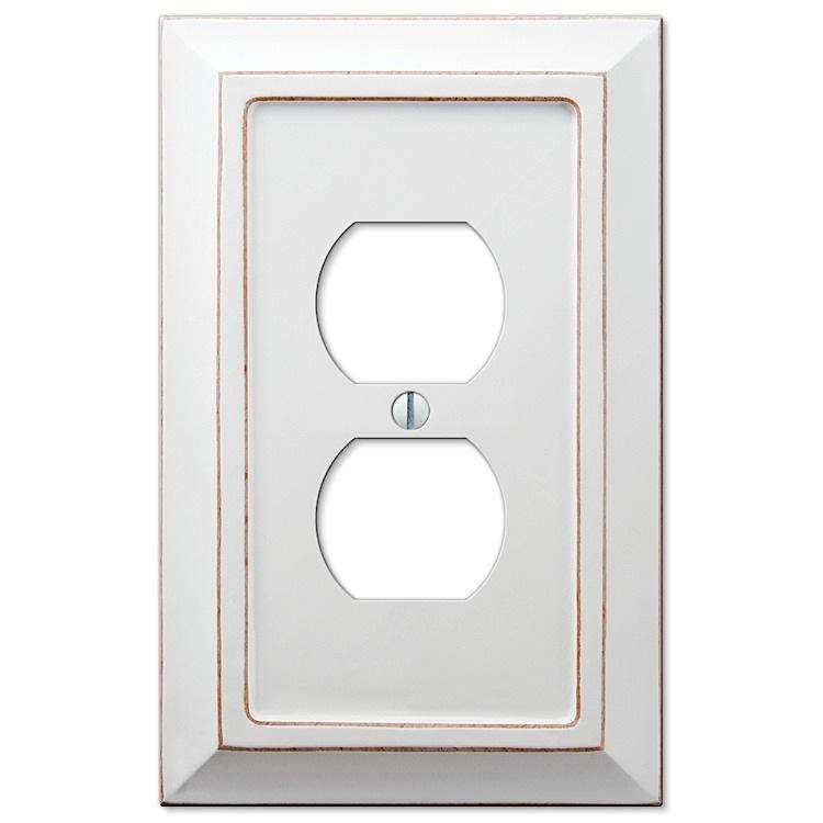 Savannah White Wood 1 Duplex Outlet - Wallplatesonline.com