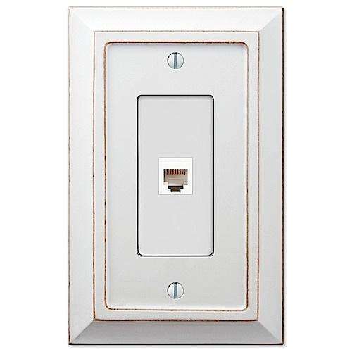 Savannah White Wood 1 Phone Jack with Hardware - Wallplatesonline.com
