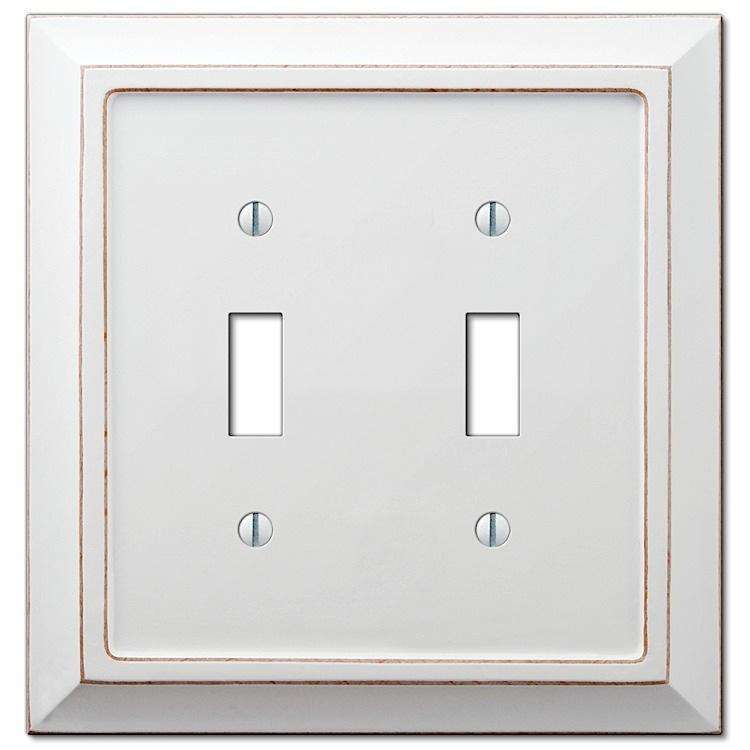 Savannah White Wood Double Toggle - Wallplatesonline.com