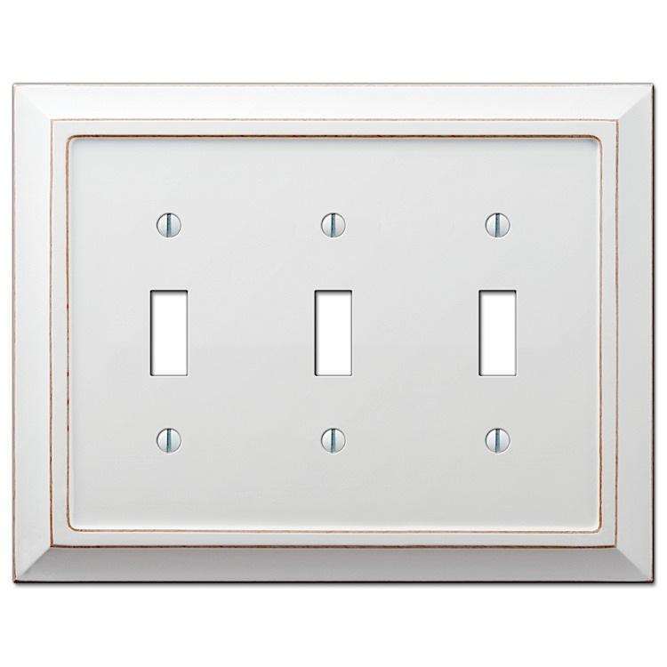 Savannah White Wood Triple Toggle - Wallplatesonline.com