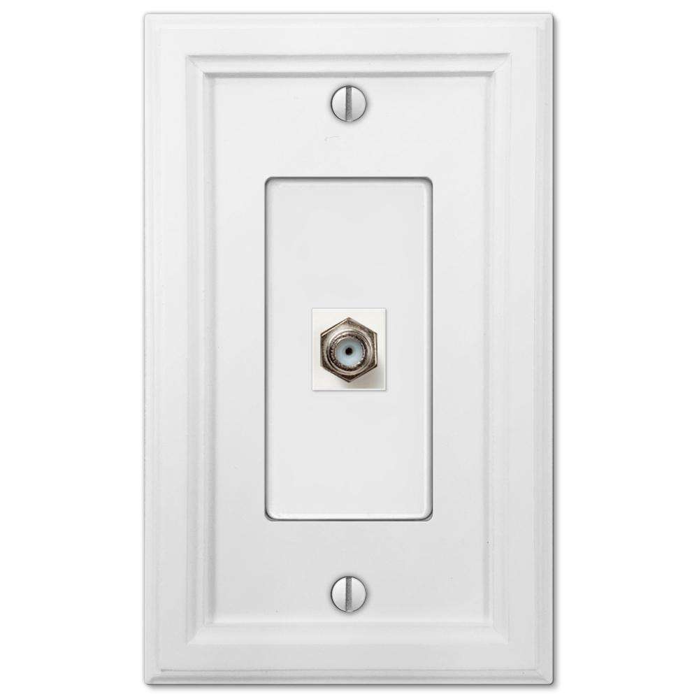 Elly White Wood Cable Wallplate
