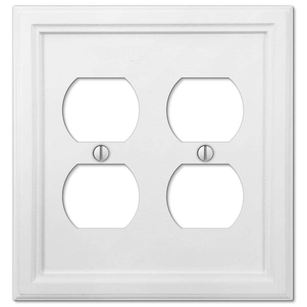 Elly White Wood 2 Duplex Outlet Wallplate