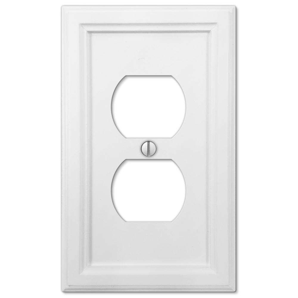 Elly White Wood 1 Duplex Outlet Wallplate