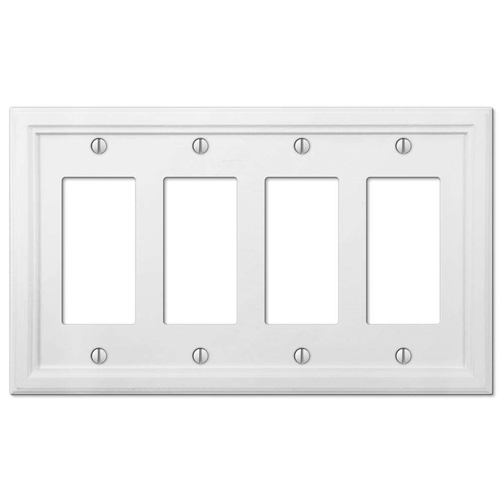 Elly White Wood 4 Rocker (GFI) Wallplate:Wallplatesonline.com