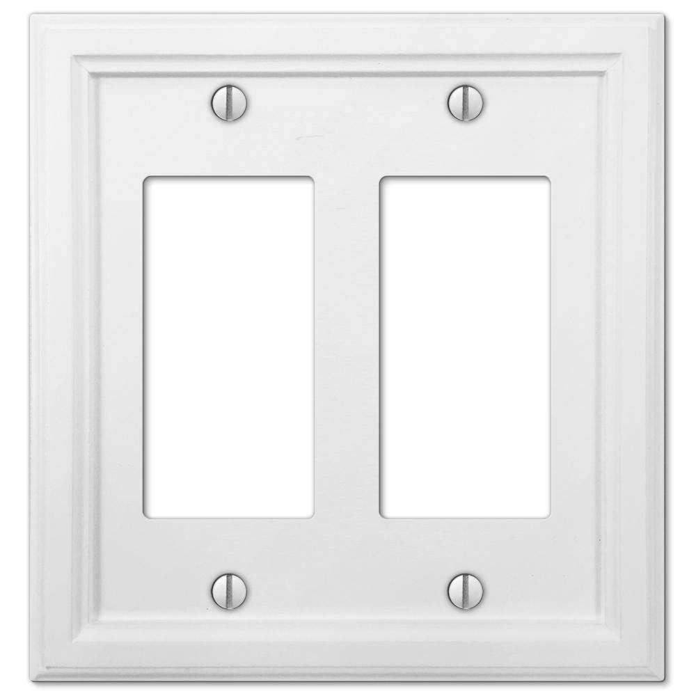 Elly White Wood 2 Rocker (GFI) Wallplate:Wallplatesonline.com