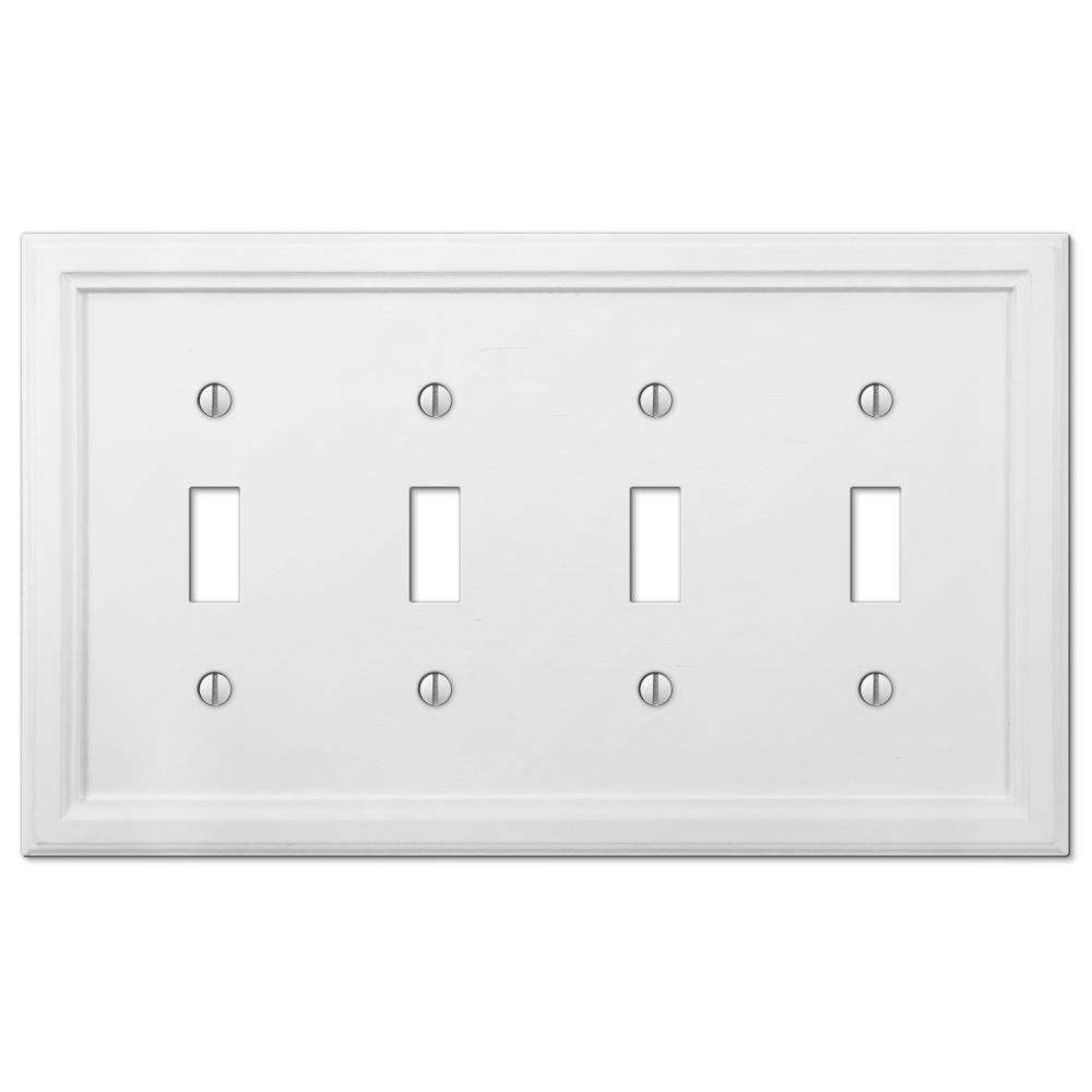 Elly White Wood 4 Toggle Wallplate:Wallplatesonline.com