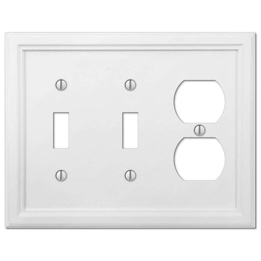 Elly White Wood 2 Toggle /  Duplex Outlet Wallplate:Wallplatesonline.com