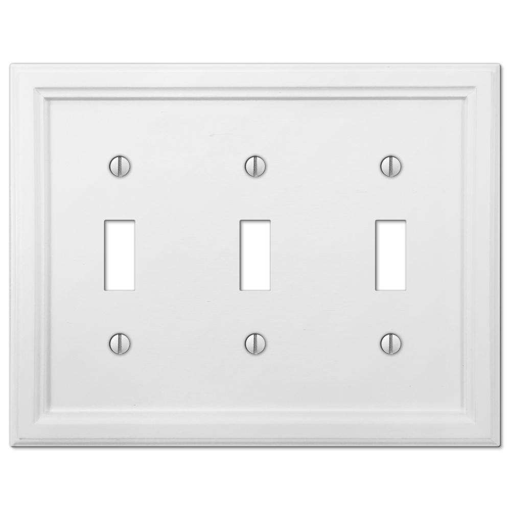 Elly White Wood Triple Toggle:Wallplatesonline.com