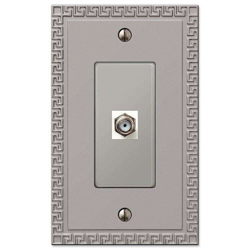 Greek Key Satin Nickel 1 Cable TV with Hardware - Wallplatesonline.com