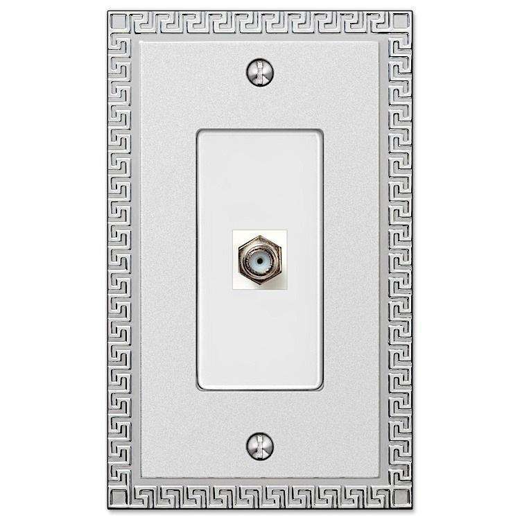 Greek Key Frosted Chrome 1 Cable TV with Hardware