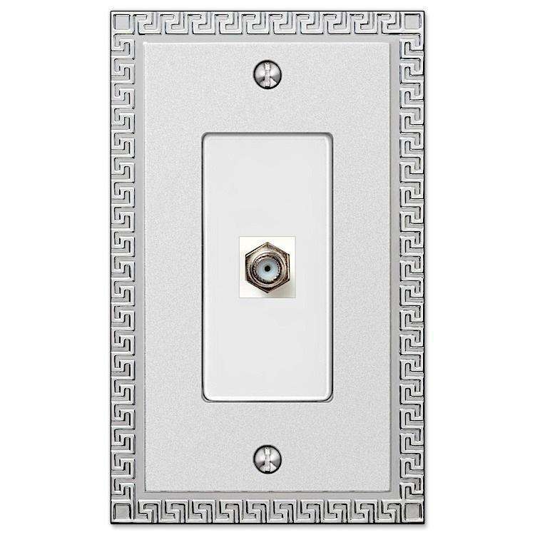 Greek Key Frosted Chrome 1 Cable TV with Hardware - Wallplatesonline.com