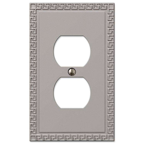 Greek Key Satin Nickel 1 Duplex Outlet - Wallplatesonline.com