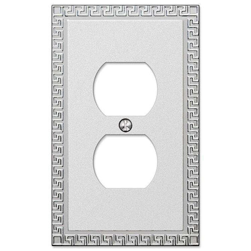 Greek Key Frosted Chrome 1 Duplex Outlet - Wallplatesonline.com