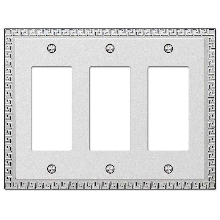 Greek Key Frosted Chrome 3 Rocker (GFI) - Wallplatesonline.com