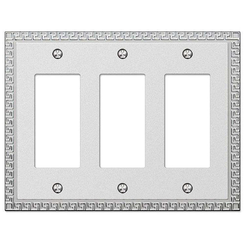 Greek Key Frosted Chrome 3 Rocker (GFI) - Wallplatesonline.com