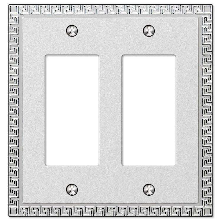 Greek Key Frosted Chrome 2 Rocker (GFI) - Wallplatesonline.com