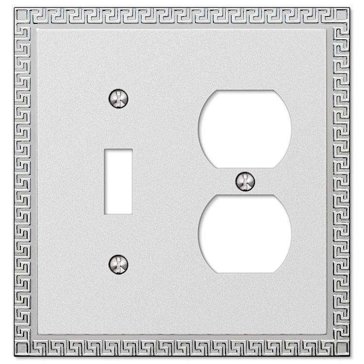 Greek Key Frosted Chrome Toggle / Duplex Outlet - Wallplatesonline.com