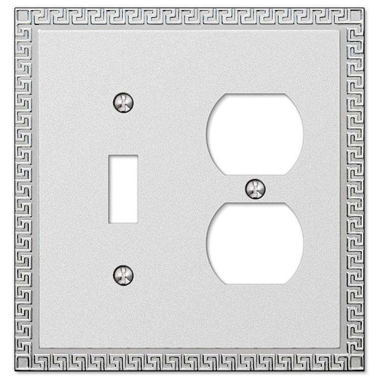 Greek Key Frosted Chrome Toggle / Duplex Outlet - Wallplatesonline.com