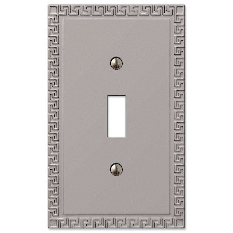 Greek Key Satin Nickel Cover Plates