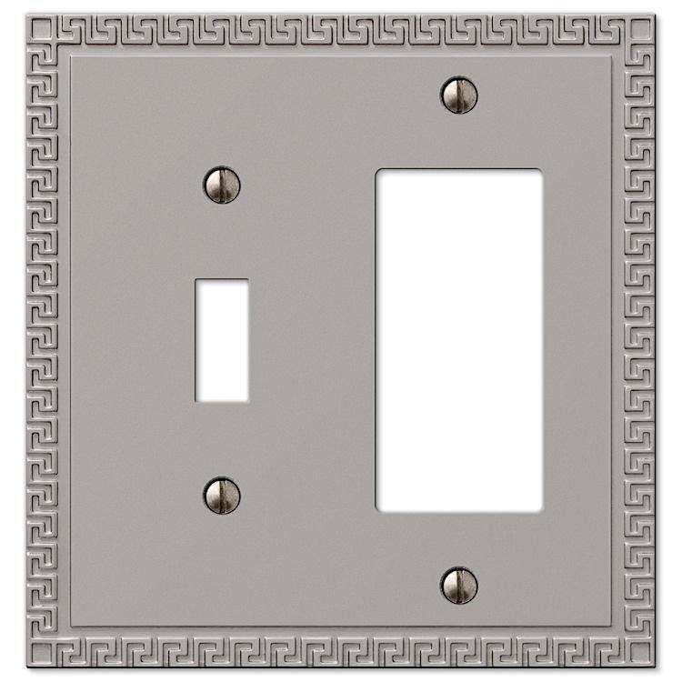 Greek Key Satin Nickel Toggle / 1 Rocker (GFI) - Wallplatesonline.com