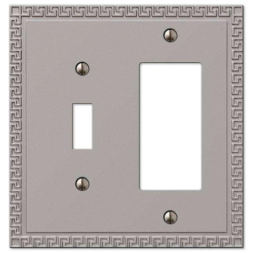 Greek Key Satin Nickel Toggle / 1 Rocker (GFI) - Wallplatesonline.com
