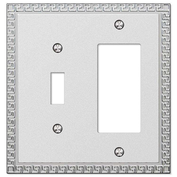 Greek Key Frosted Chrome Toggle / 1 Rocker (GFI) - Wallplatesonline.com