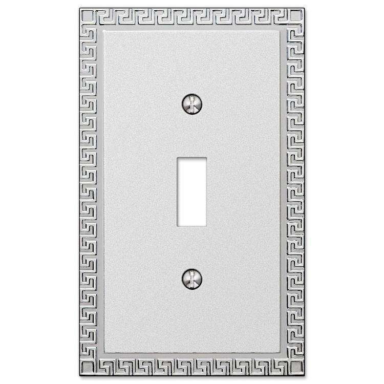 Greek Key Frosted Chrome Cover Plates - Wallplatesonline.com