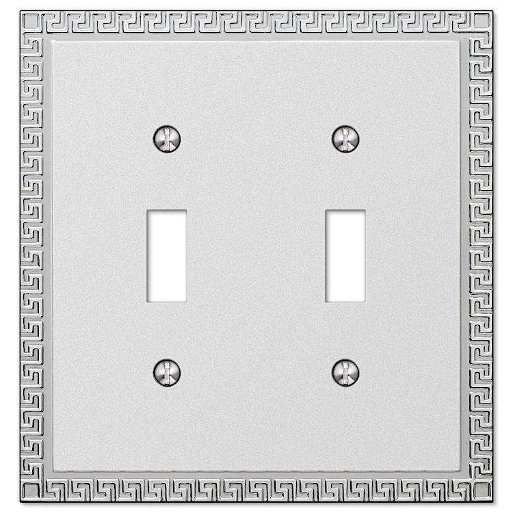 Greek Key Frosted Chrome Double Toggle - Wallplatesonline.com